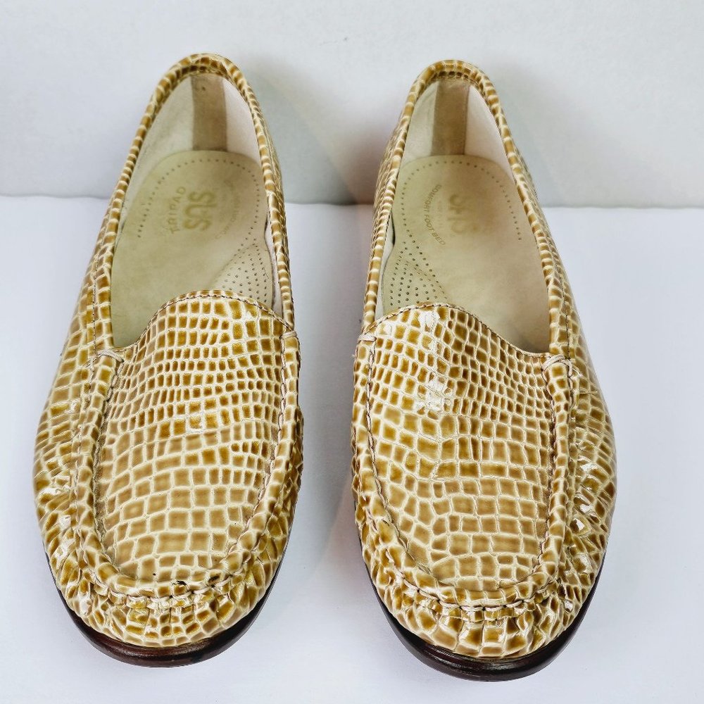 SAS Tripad Comfort Shoes Gold Leather Snakeskin Slip On Loafers Sz 9M - Picture 6 of 9